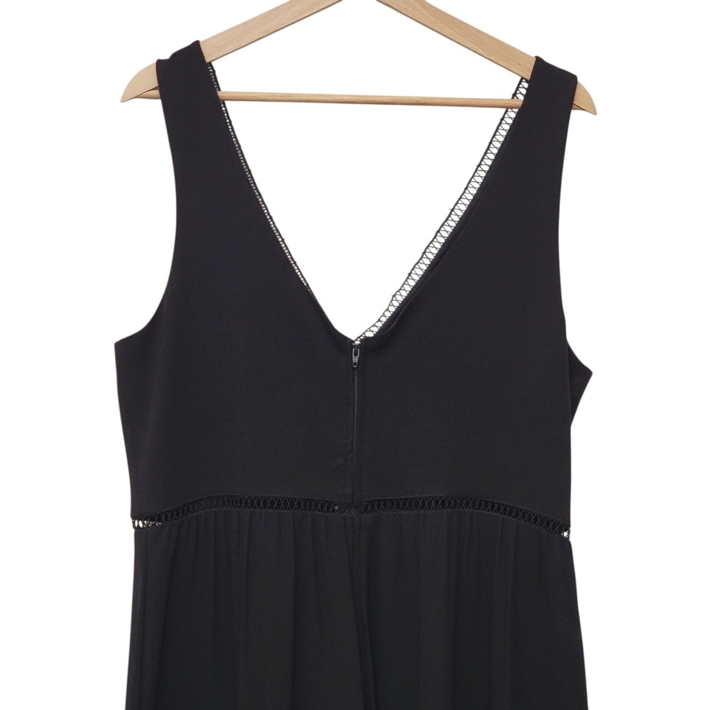 Boho Whimsigoth Maxi Dress Romantic Black Floral Embroidered Sleeveless Resort - Picture 7 of 10